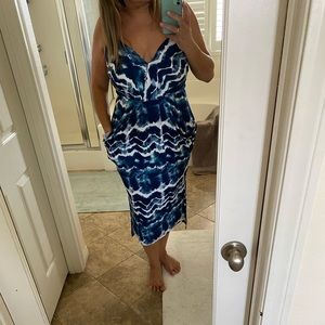 NWOT BCBG Blue Midi Cocktail Dress in L